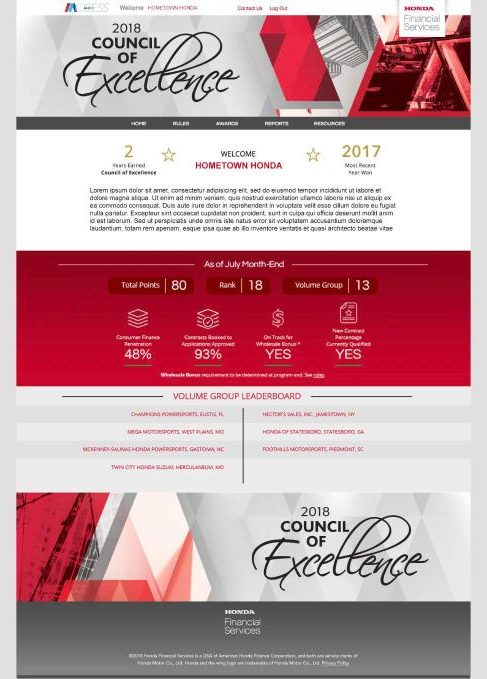 Honda Council of Excellence website homepage